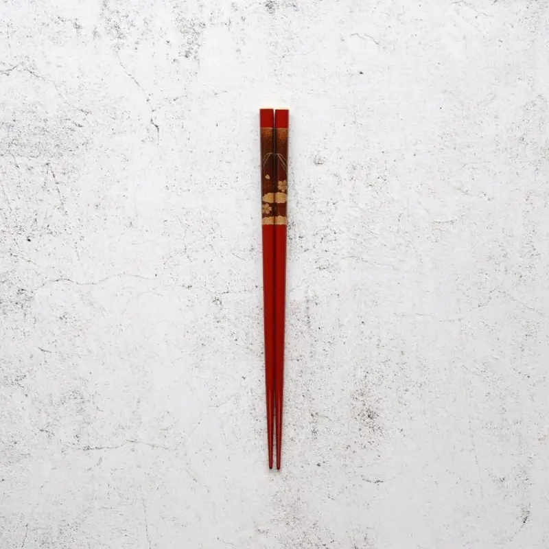 Cherry Blossom Lacquer Chopsticks With Gold Nashiji Finish | Hashimoto Kousaku Shikki | Wajima Nuri 1