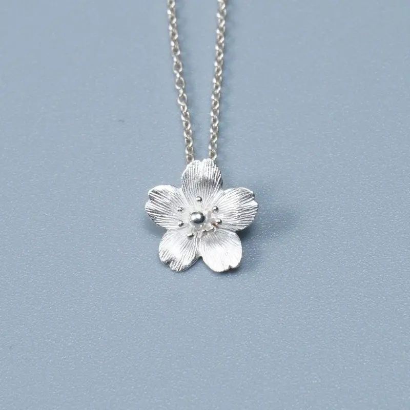 Cherry Blossom Pendant Necklace In Sterling Silver | Checos 1