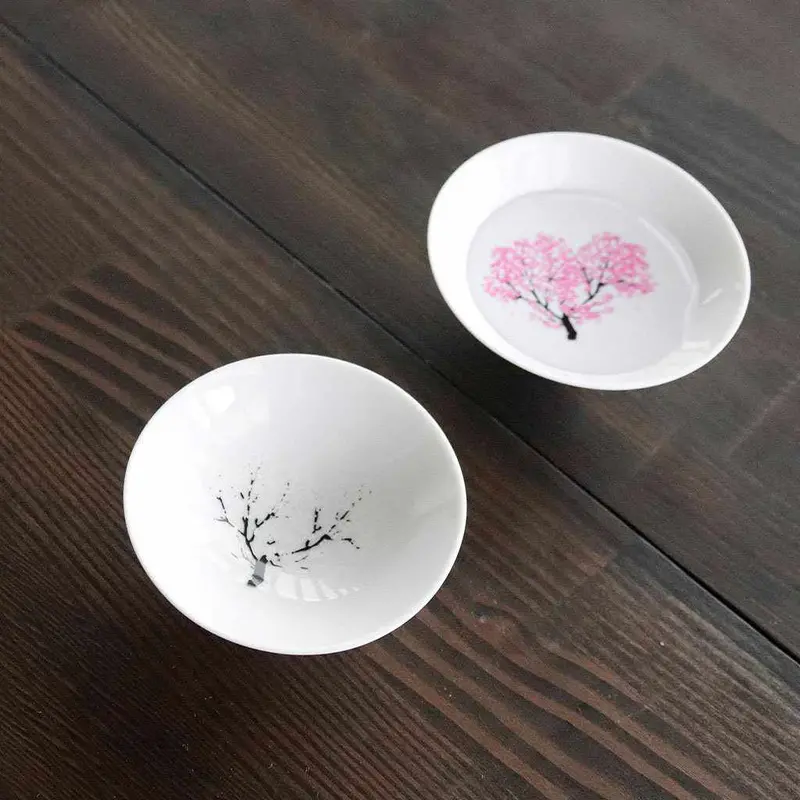 Cherry Blossom Sake Cup Set (2 Pcs) | Mino Ware By Marumo Takagi 1
