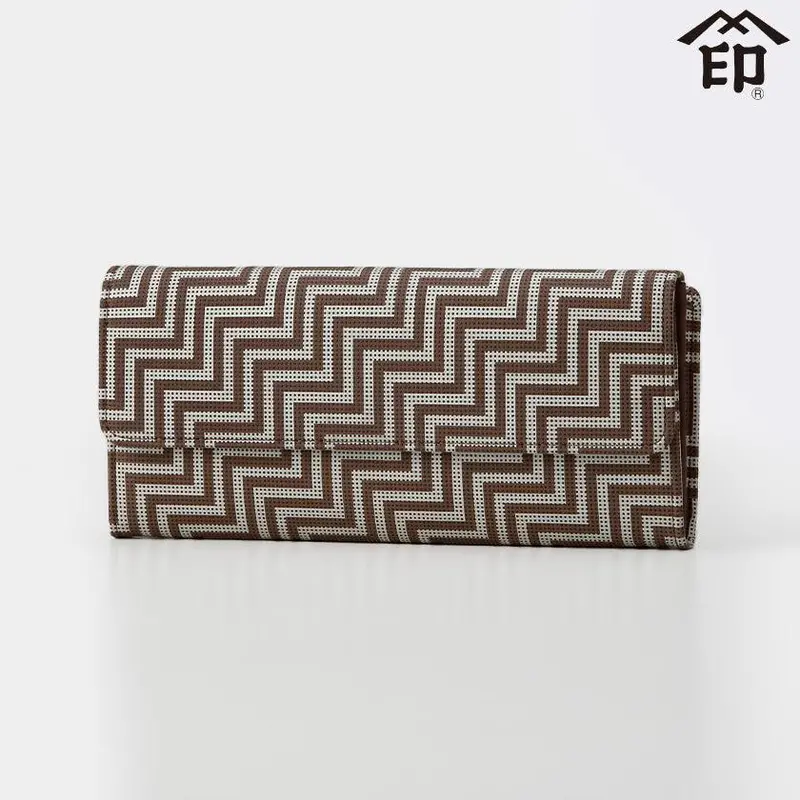 Chevron-Print Lacquered Deerhide Wallet | Koshu Inden Craft By Inden-Ya 1