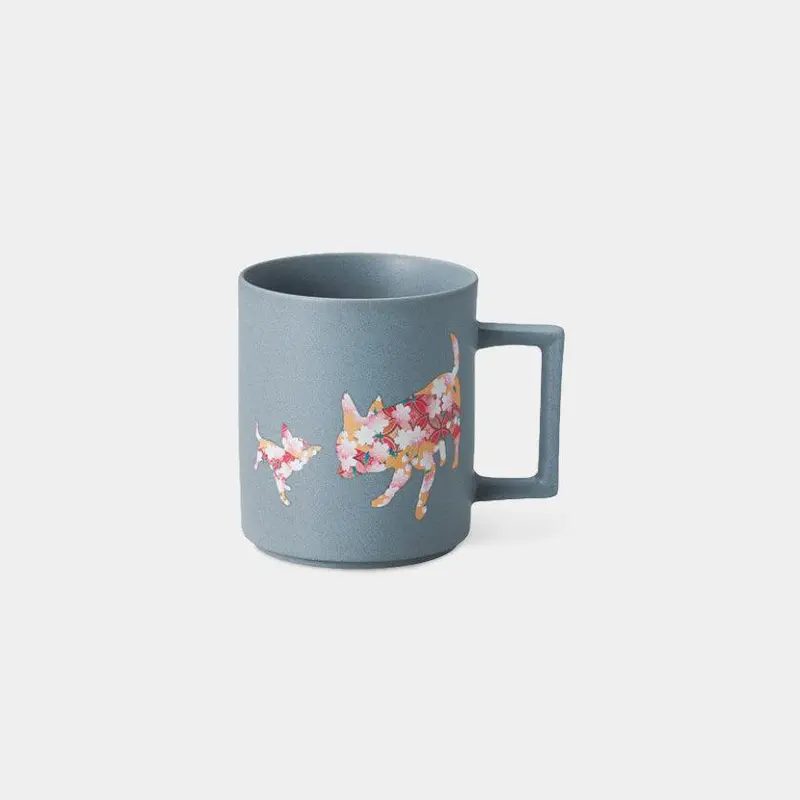 Chihuahua & Puppy Matte Gray Ceramic Mug | Handcrafted Mino Ware Series 1