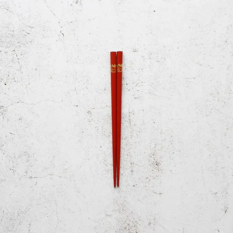 Children’S Zodiac Chopsticks – Red Ox Motif | Handcrafted Wajima Lacquer By Hashimoto Kousaku Sikki 1