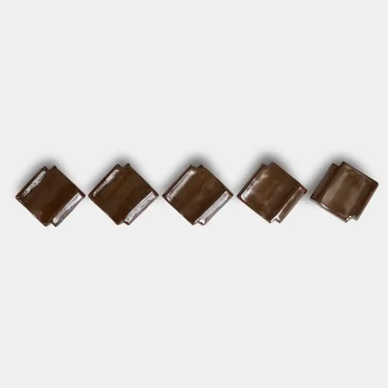 Chopstick Rest Set: 5-Piece Matte Brown Finish – Sekishu Tile Ceramic By Maruso 1