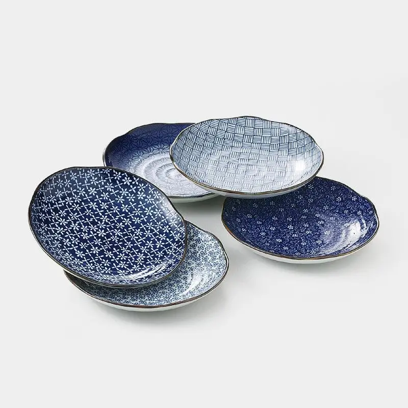 Chrysanthemum-Form Dish Collection (5-Piece) – No.8 Hasami Design 1