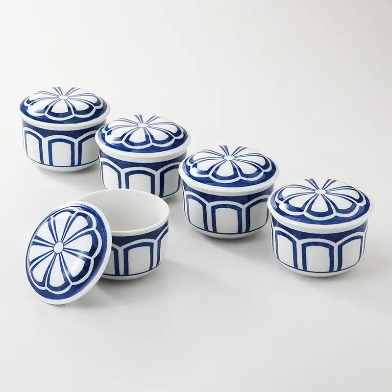 Chrysanthemum Steamer Bowl Set Of Five – Hasami Ware By Saikai Toki 1