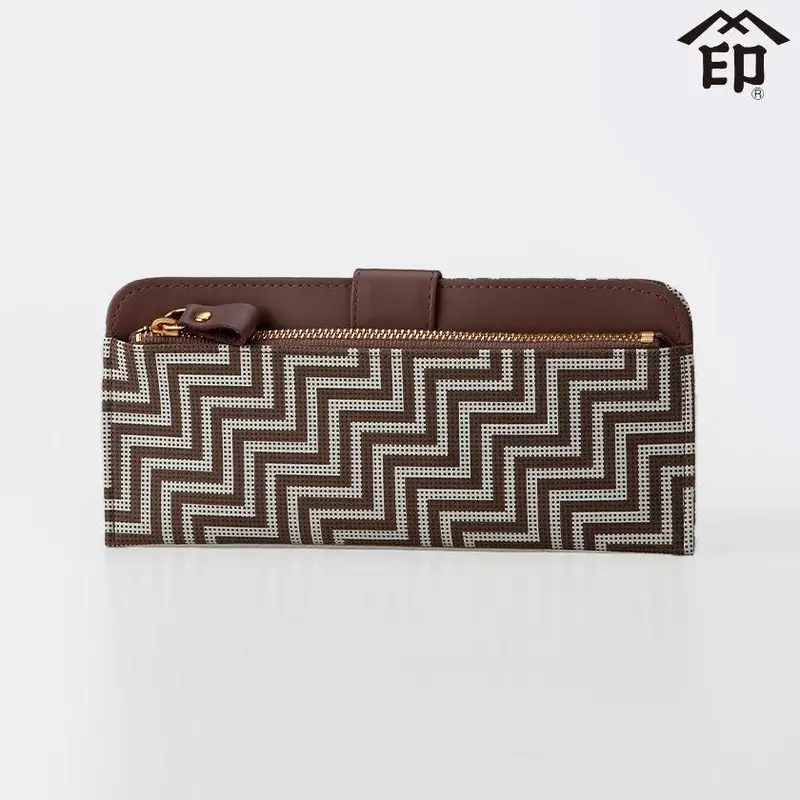 Classic Chevron Grain Wallet | Japanese Lacquered Deerhide | Koshu Inden | Inden-Ya 1