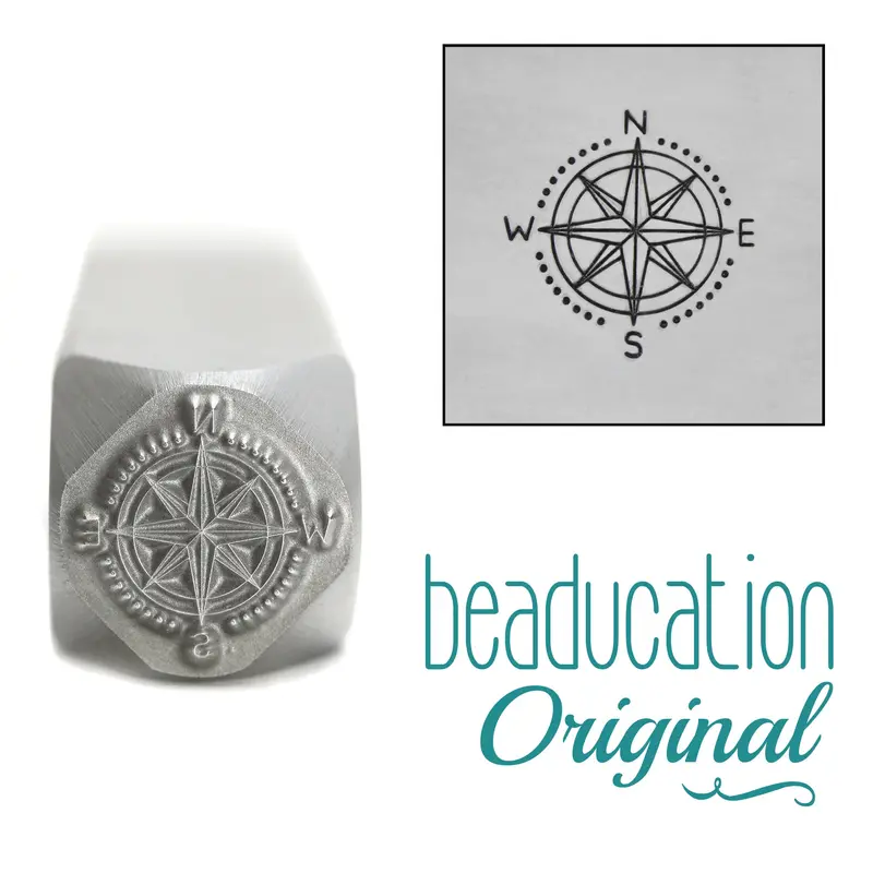 Classic Compass Rose Metal Stamp, 10Mm – Beaducation Original 1