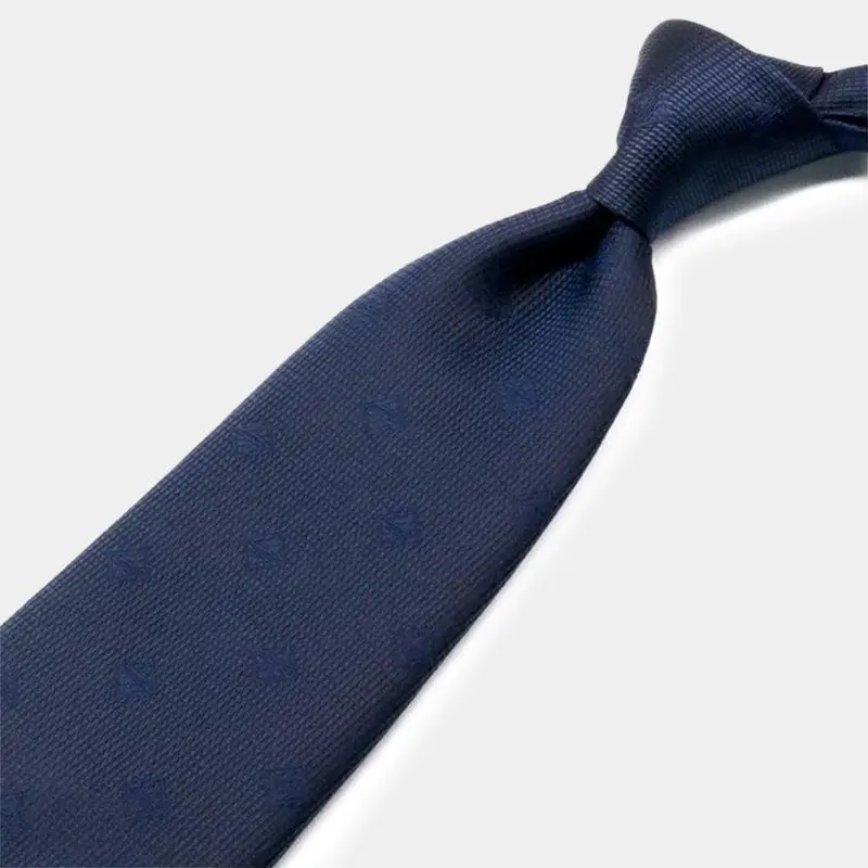 Classic Deep Blue Silk Necktie With Distinctive Logo | Shakunone Japanese Silk Range (Gift-Ready) 1