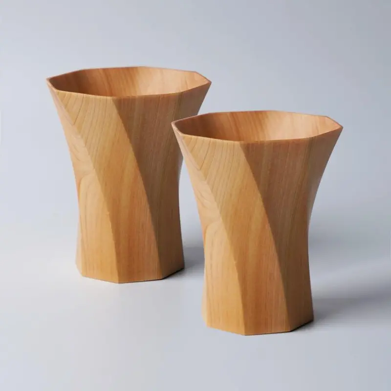 Classic Wooden Masu Sake Cups – Natural Grain Pair | Kino-Sachi 1