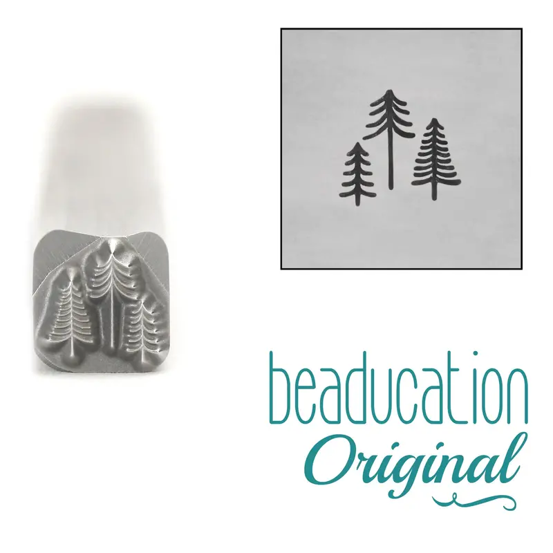 Cluster Of Three Mini Trees Metal Stamp, 5Mm – Beaducation Original 1