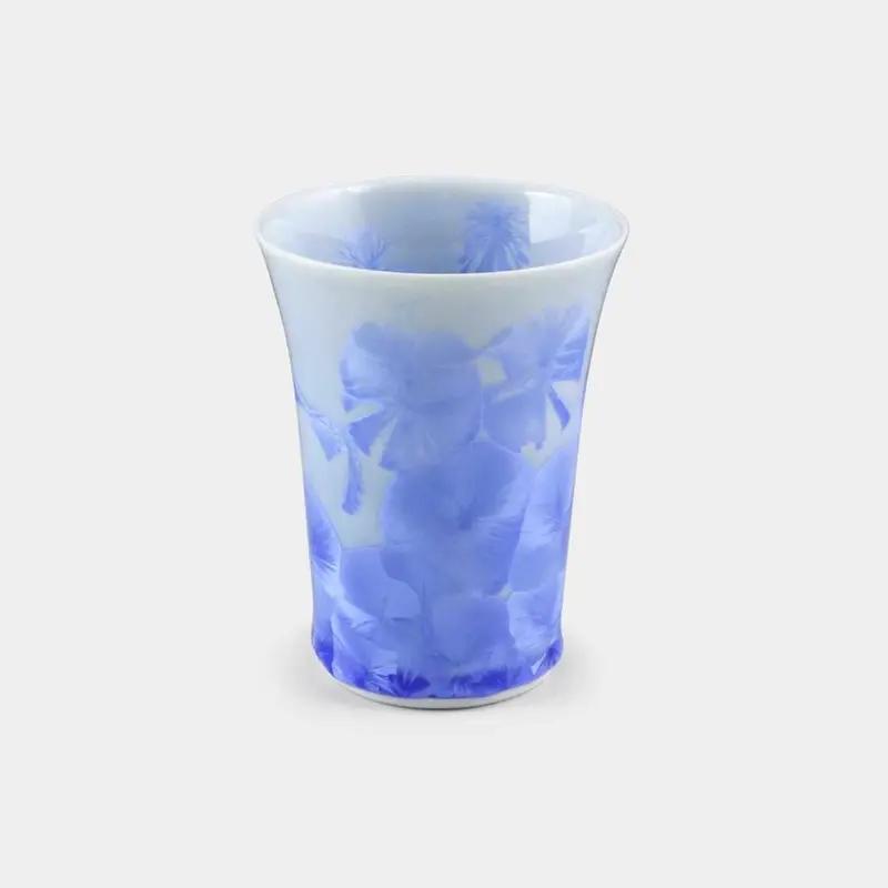 Cobalt Blue Flower Crystal Free Cup – Versatile Ceramic Mug, Touan × Kyoto Kiyomizu 1