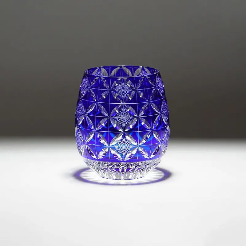 Cobalt Blue Kiku Shippo Kiriko Glass Decorative Piece 1