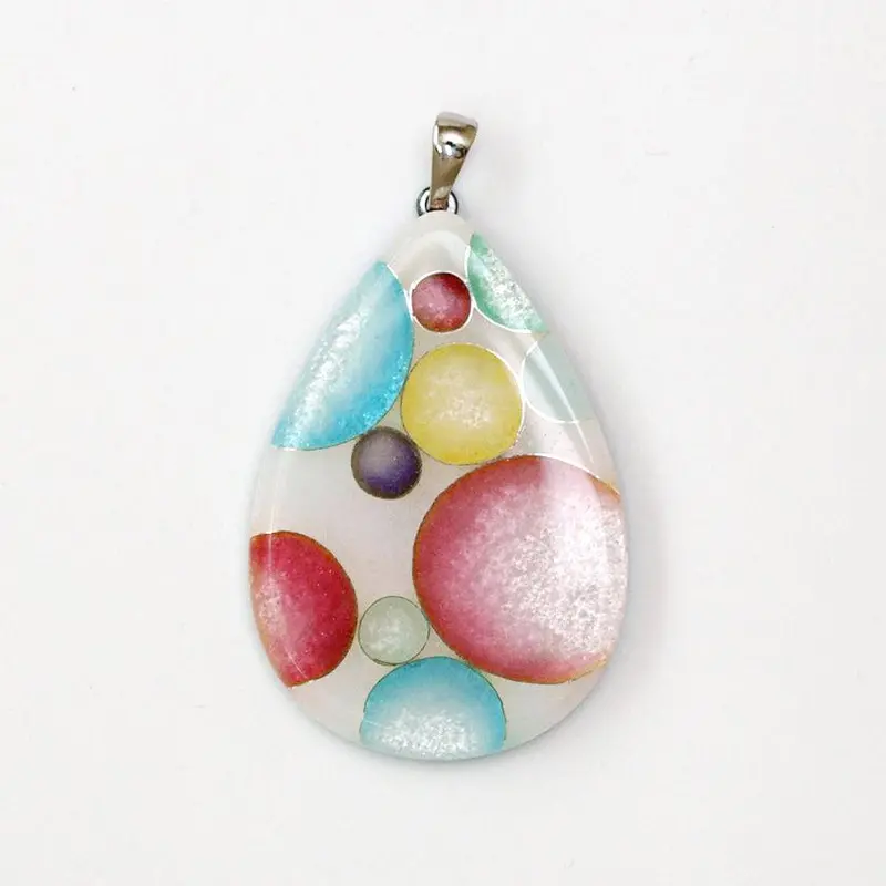 Colorful Polka Dot Drop Pendant – Playful Owari Cloisonné Design 1