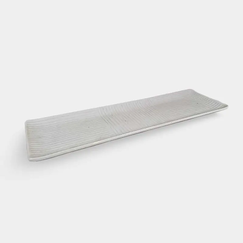 Comb-Textured Saury Platter In Minimalist White | Marumo Kato Pottery, Mino Ware 1