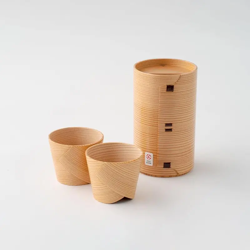 Compact 3-Piece Sake Set – 180Ml Bottle + 2 Cups | Odate Magewappa | Kurikyu 1