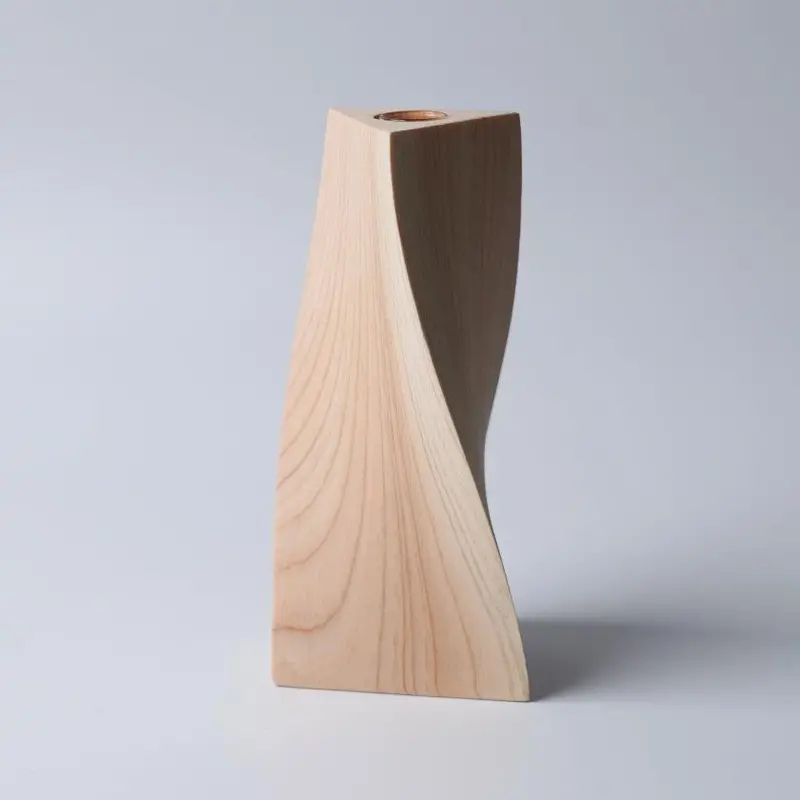 Compact Three-Faced Wooden Vase – Small Size | Kino-Sachi 1