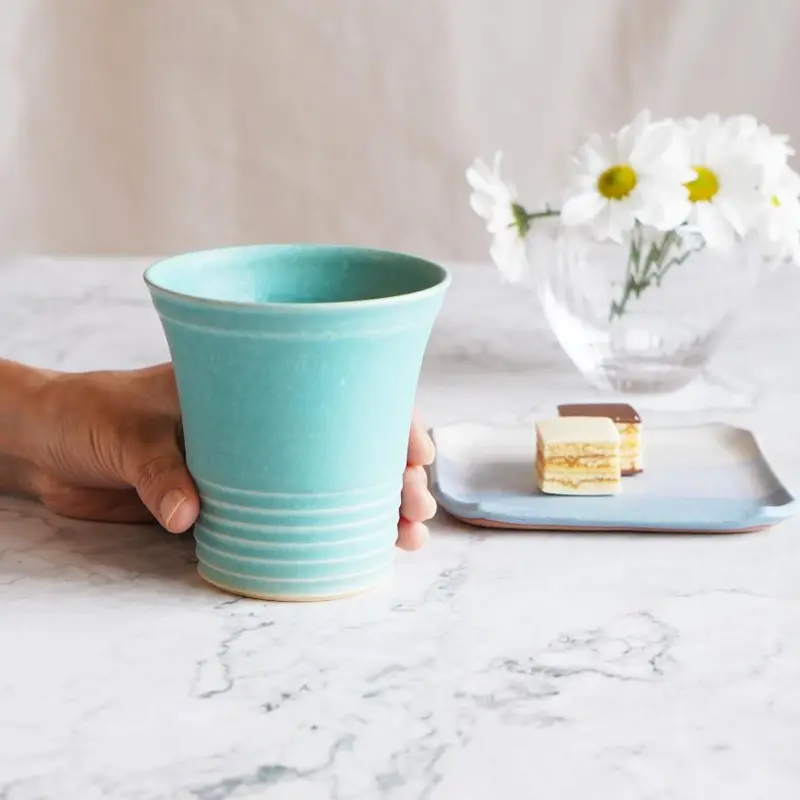 Complimentary Turquoise Blue Cup – Gift-Style Otani Ware, Otaniyaki Tamura 1789 1