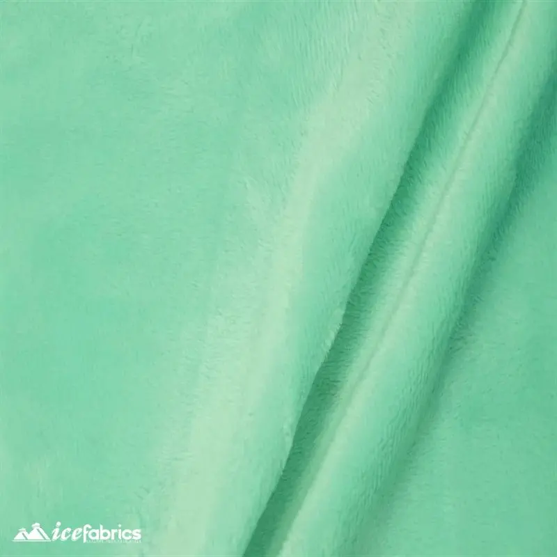 Cool Icy Mint Solid Minky Fabric – Nivarasoft Refreshing Blanket Material 1