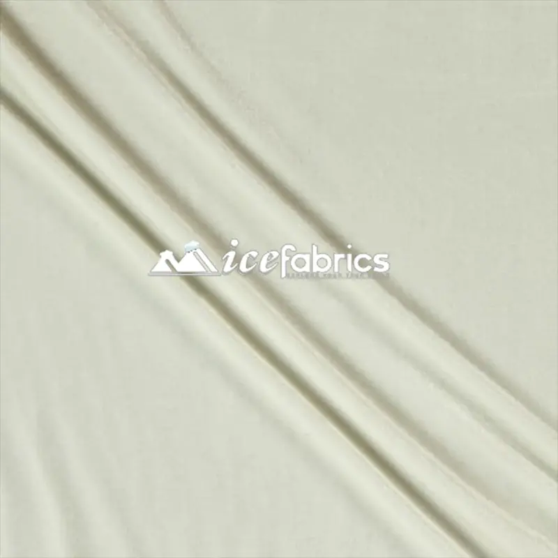 Creamy Ivory 4-Way Stretch Velvet Fabric – Timeless Poly-Spandex Elegance 1