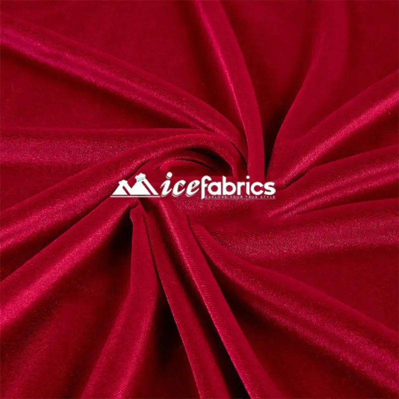 Crimson Red Stretch Velvet Upholstery Fabric – 20-Yard Wholesale Roll 1