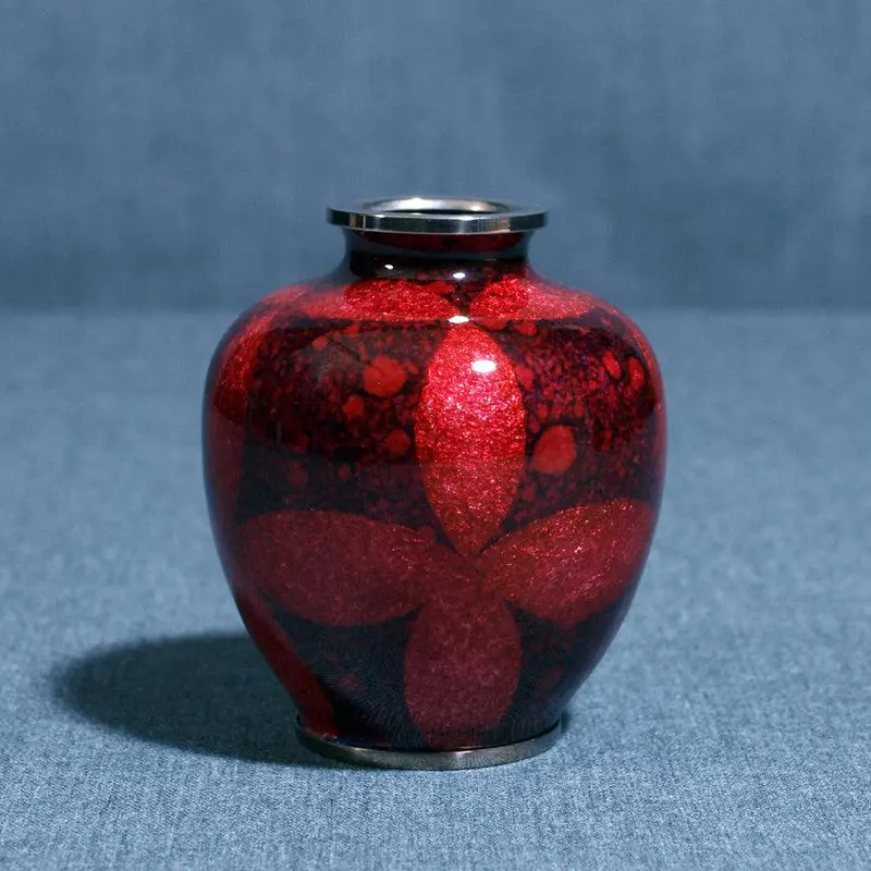 Crimson Shippo-Style Incense Holder – Hand-Enamelled Owari Cloisonné 1