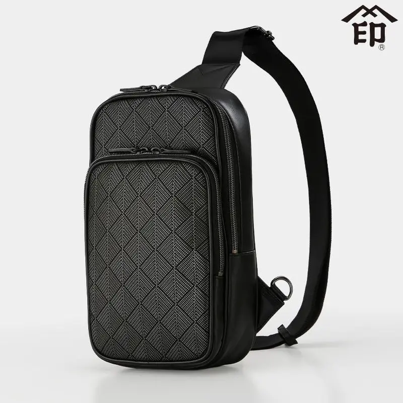 Crystal Line Shoulder Bag Me-15 – Black Base With Gray Lacquer Inden Leather By Inden-Ya 1