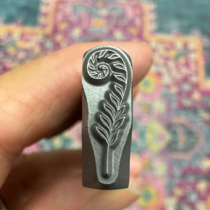 Curling Fern Stamp (Right-Facing) – 16Mm Nature-Inspired Metal Die By Beaducation 1
