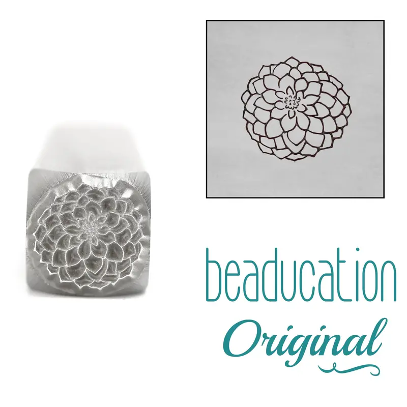 Dahlia Blossom Stamp – 8.3Mm Botanical Metal Jewelry Stamp 1