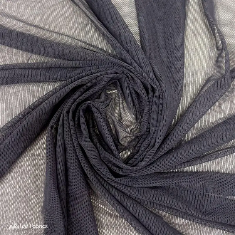 Dark Gray Nylon-Spandex Power Mesh Fabric With 4-Way Stretch 1