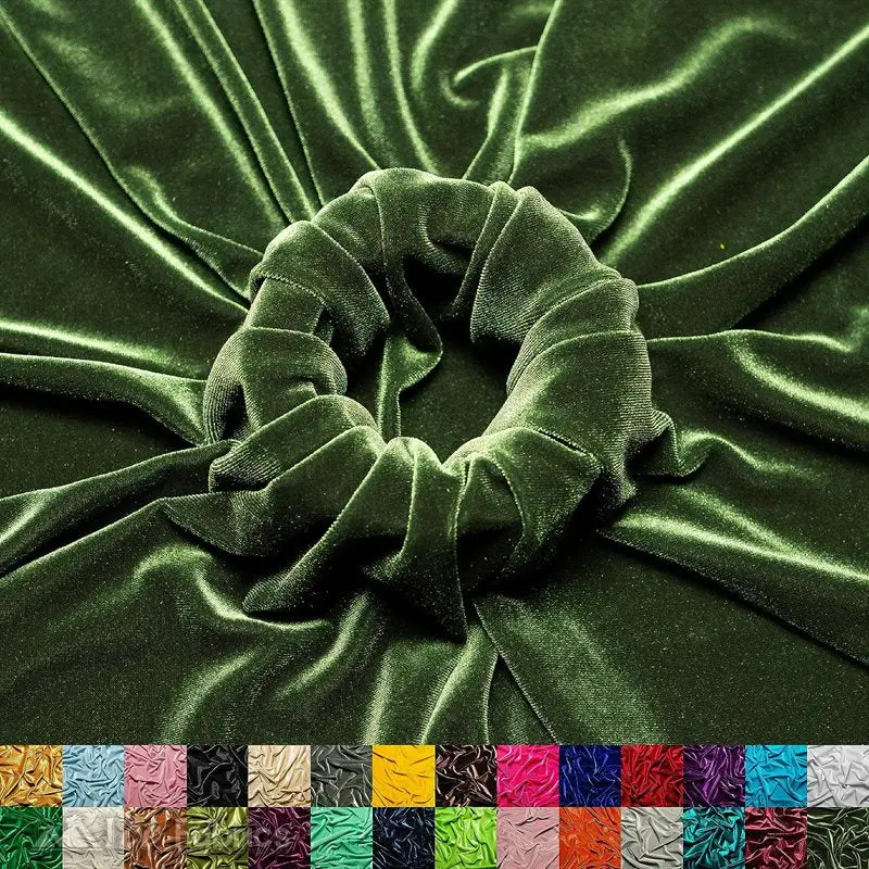 Dark Olive Green Stretch Velvet Fabric – Sophisticated & Smooth 1