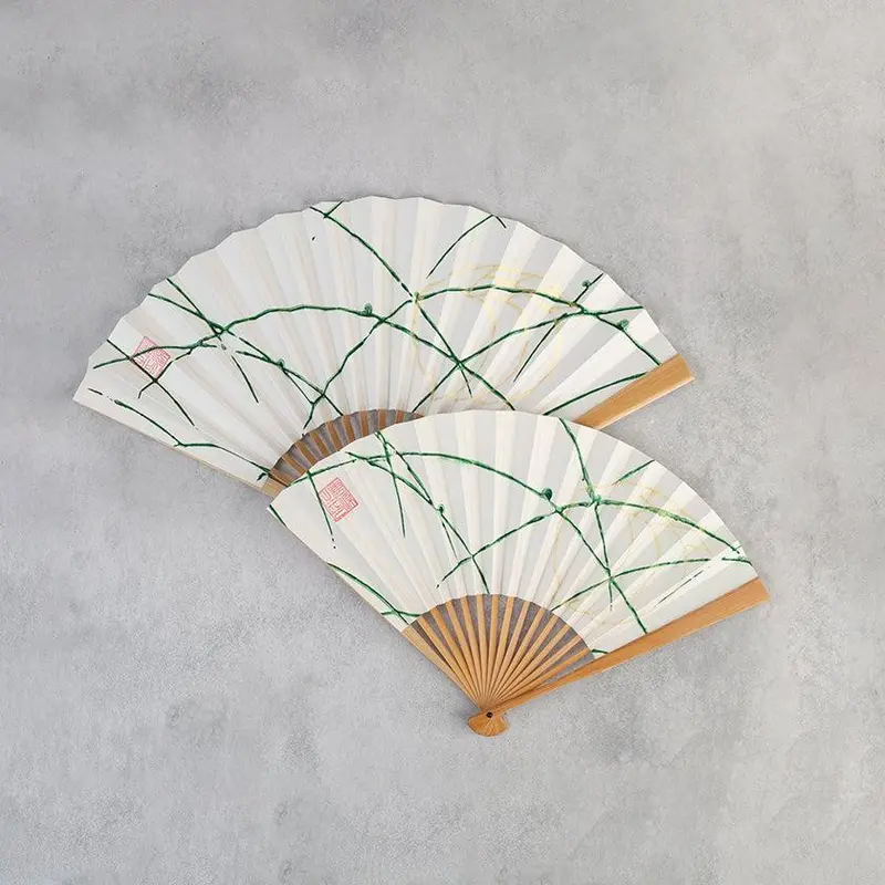 Dayflower & Rabbit Fan – Whimsical Nature Scene On Karakami Paper | Karagen 1