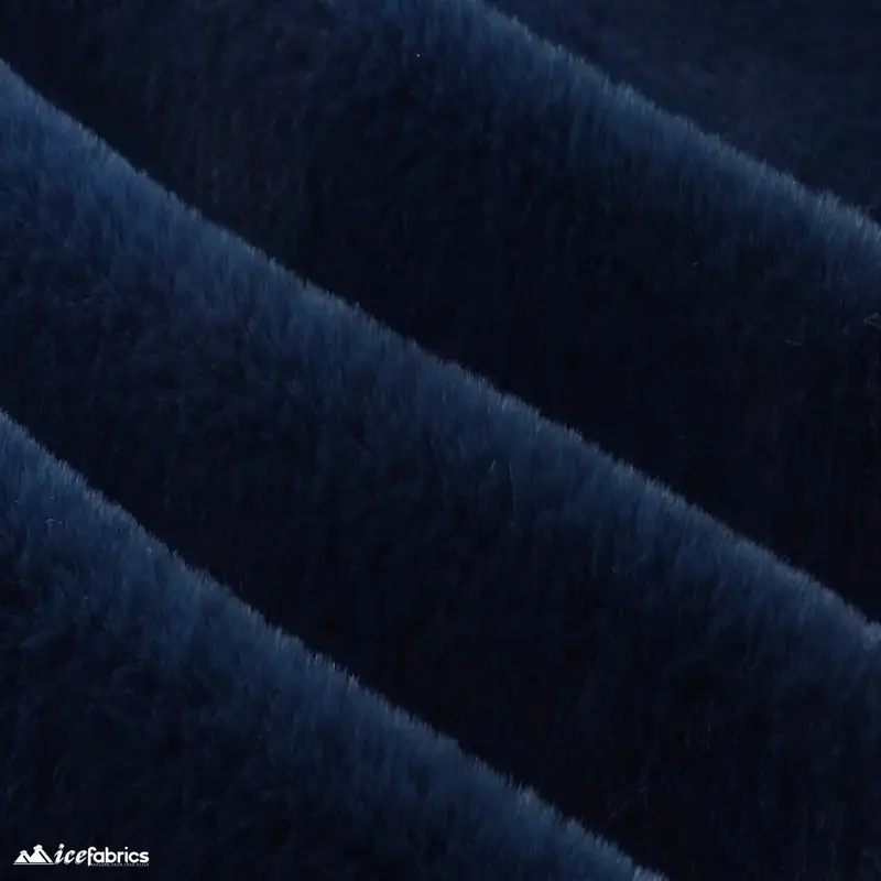 Deep Navy Faux Fur–Infused Bunny Minky Fabric For Craft & Apparel 1