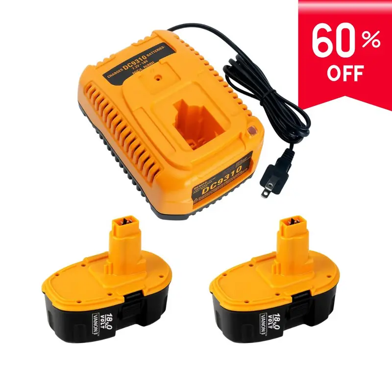 Dewalt 18V Xrp 6.0Ah Li-Ion Replacement Battery Pack (2-Pack) With Dc9310 Multi-Voltage Charger For 7.2V–18V Ni-Cd, Ni-Mh & Li-Ion Batteries 1