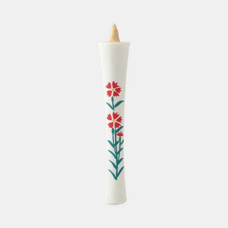 Dianthus Candle – Delicate 15 Momme Ikari-Design Japanese Candle With Stand | Nakamura Candle 1