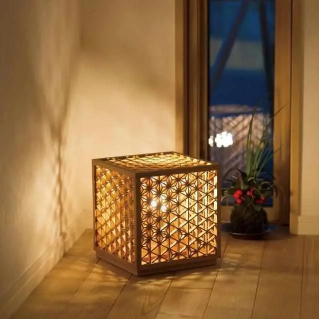 Disturbed Kumiko Hemp Leaf Lantern – Hand-Cut Japanese Woodwork Lighting 1
