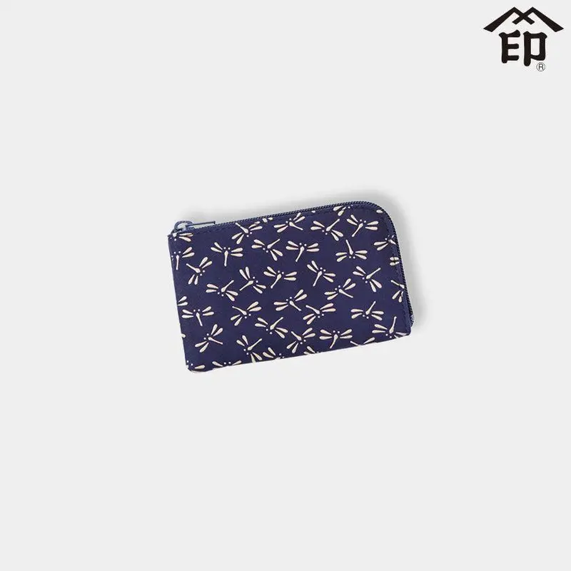 Dragonfly Coin Purse In Navy Blue & White Lacquered Deerskin | Koushu Inden By Inden-Ya 1