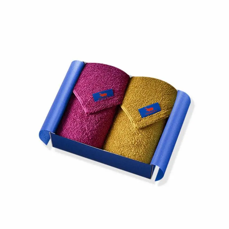 Dual Face Towel Set – Cassis And Gold Colorways In Gots-Certified Organic Cotton 1