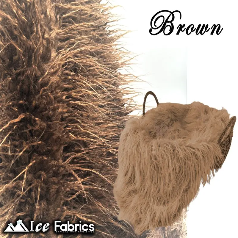 Earthy Brown Mongolian Faux Fur Fabric – Yeti Luxe Soft & Dense Pile 1