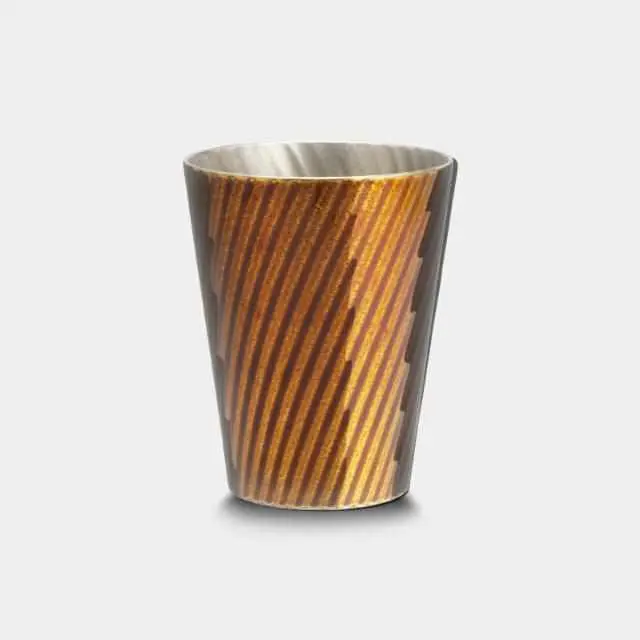 Echizen-Finish Sandalwood-Style Yellow Pewter Mug 1