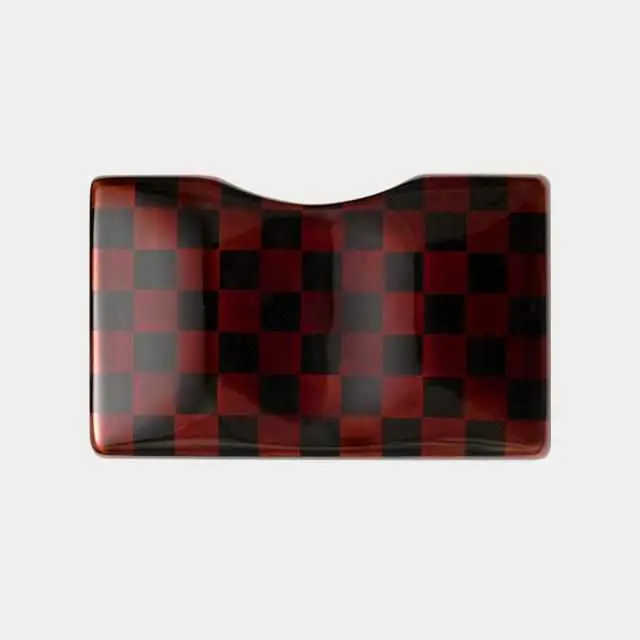Echizen Lacquer Business Card Holder: Checkerboard Pattern Vyac Case By Takumiichi 1