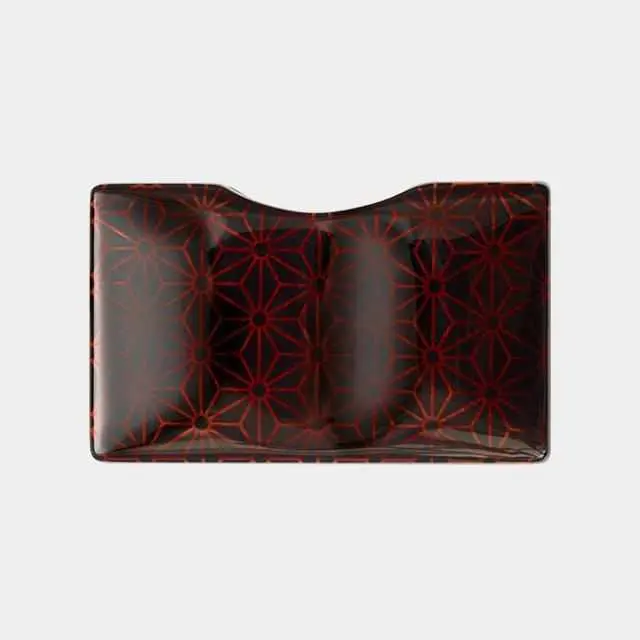 Echizen Lacquer Card Holder: Hemp Leaf Motif Vyac Design By Takumiichi 1