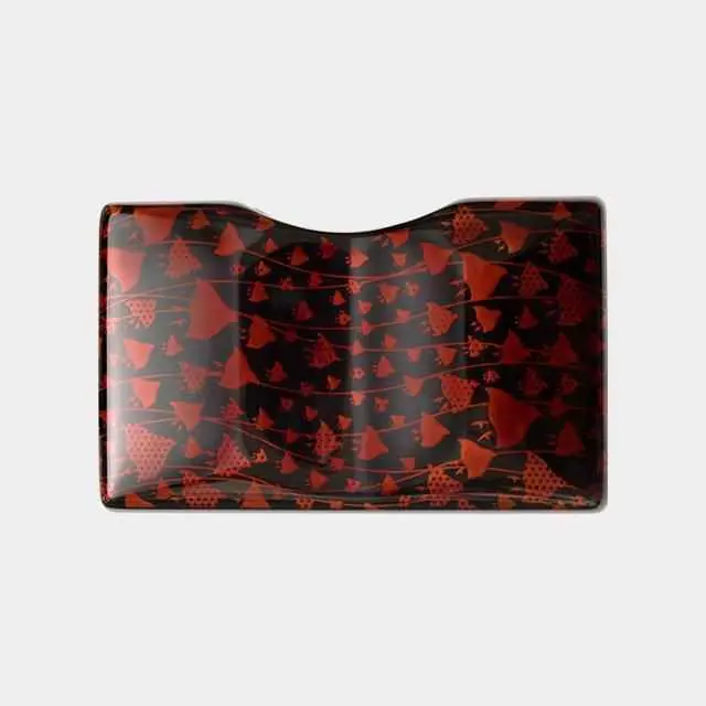 Echizen Lacquer Card Holder: Nami Chidori Wave Pattern Vyac Case By Takumiichi 1