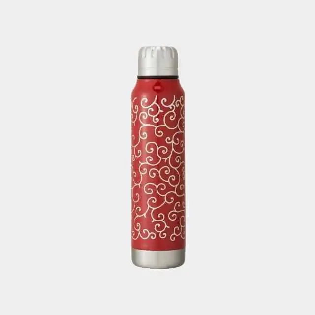 Echizen Lacquer Thermos Mug – Urushi Umbrella Arabesque Design (Red) 1