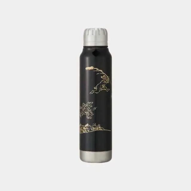 Echizen Lacquer Umbrella Bottle In Black: Bird-And-Beast Caricature Motif By Takumiichi 1
