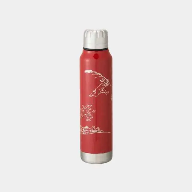 Echizen Lacquer Umbrella Bottle In Red: Bird-And-Beast Caricature Motif By Takumiichi 1