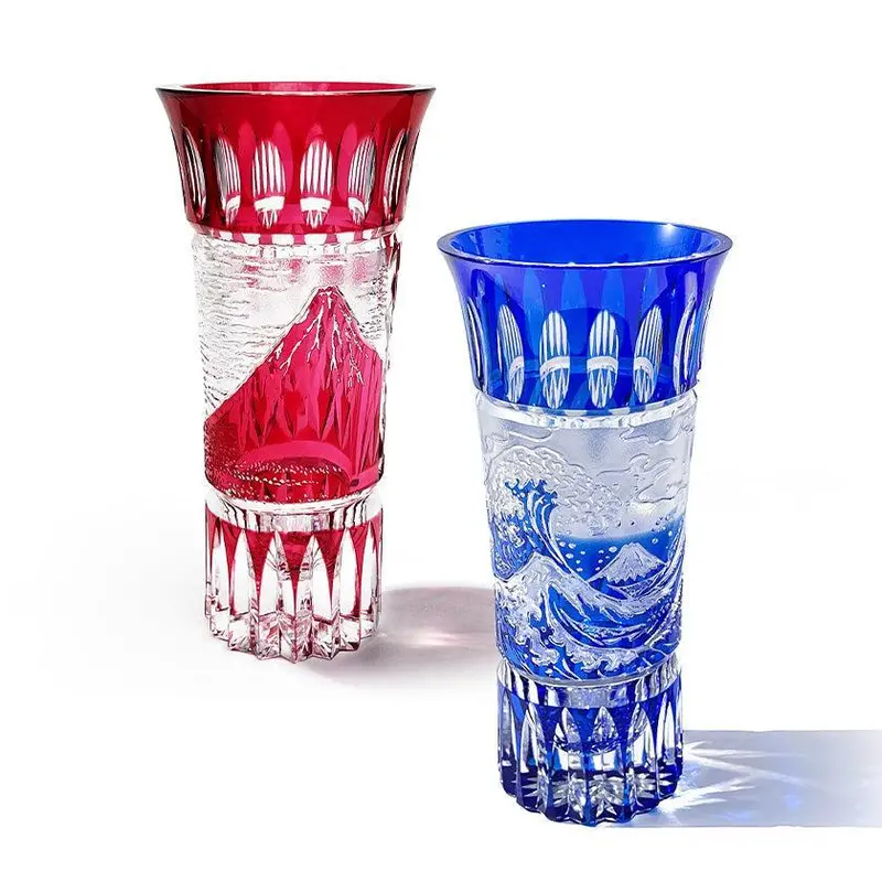 Edo Kiriko Gaifukaisei Vase – Coastal Kanagawa & Mitsubishi Motif 1