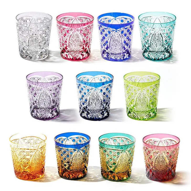 Edo Kiriko Kikutsunagi & Kagome Old-Fashioned Glass – Detailed Tumbler 1