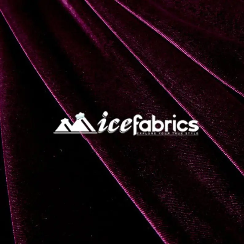 Eggplant Purple 4-Way Stretch Velvet Fabric Sold By The Yard 1