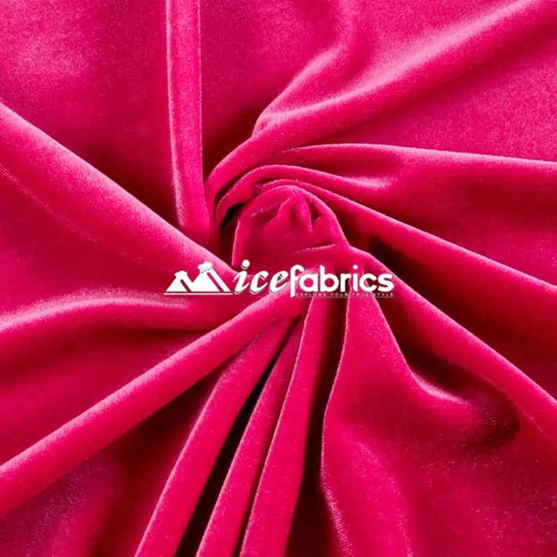 Electric Fuchsia 4-Way Stretch Velvet Fabric – Bold Poly-Spandex Vibrancy 1