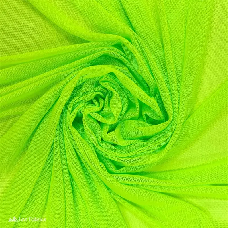 Electric Neon Green Power Mesh Fabric | Lightweight & Dynamic Stretch 1